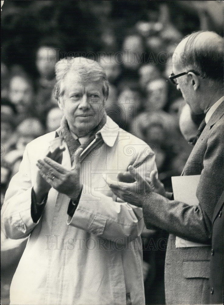 1978 Press Photo Jimmy Carter and Valery Giscard d&#39;Estaing at Normandy Memorial - Historic Images