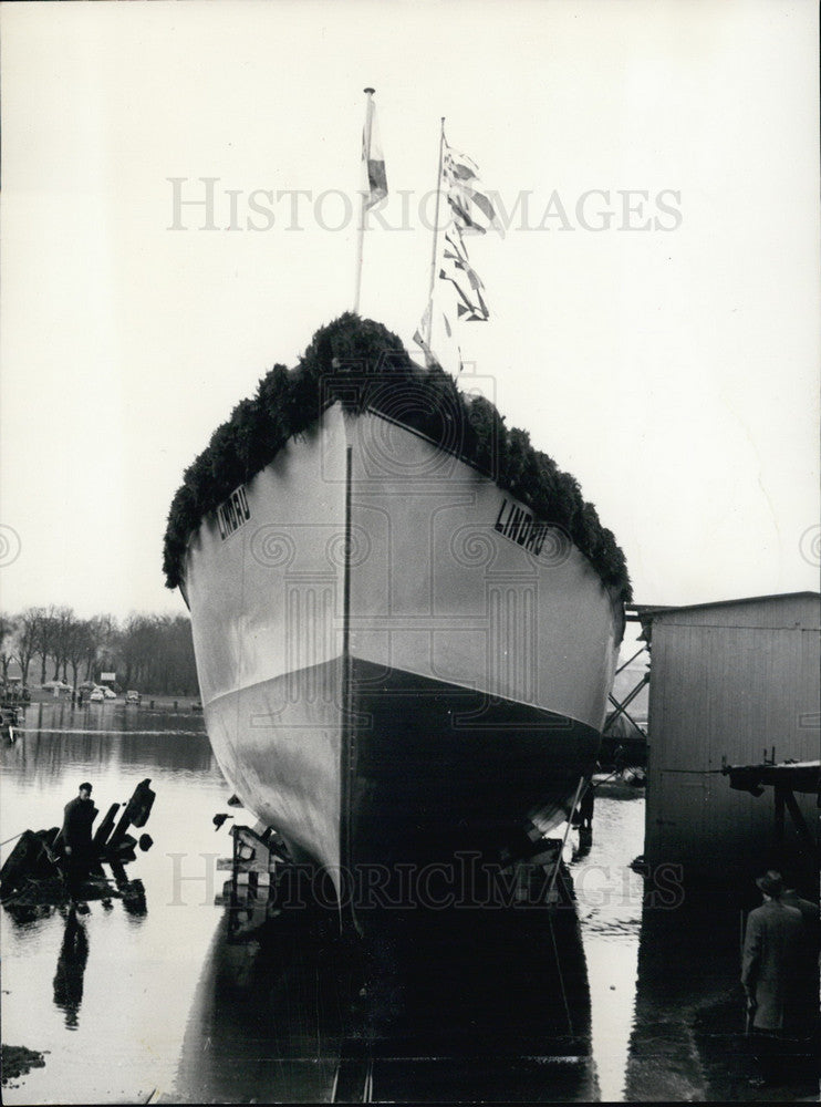 1957 Mine Searching Ship &quot;Lindau&quot; Launched in Bremen-Burg. - Historic Images