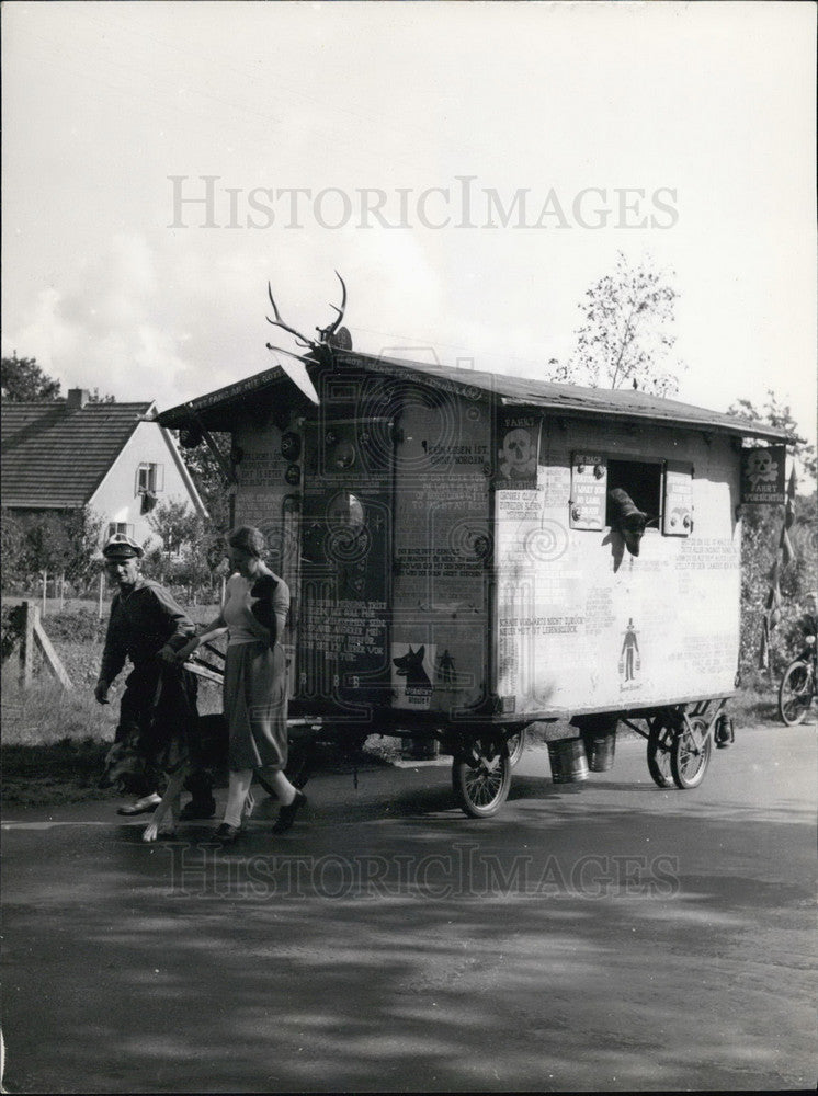 1953 Otto Becker and His Family. Traveling House. Germany. - Historic Images