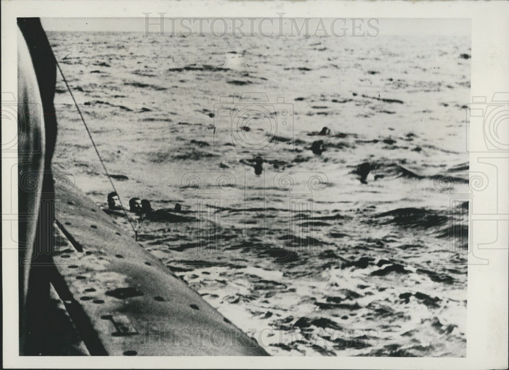 1951, U Boat Rescues Helicopter Crash Victims in Korean Waters. - Historic Images