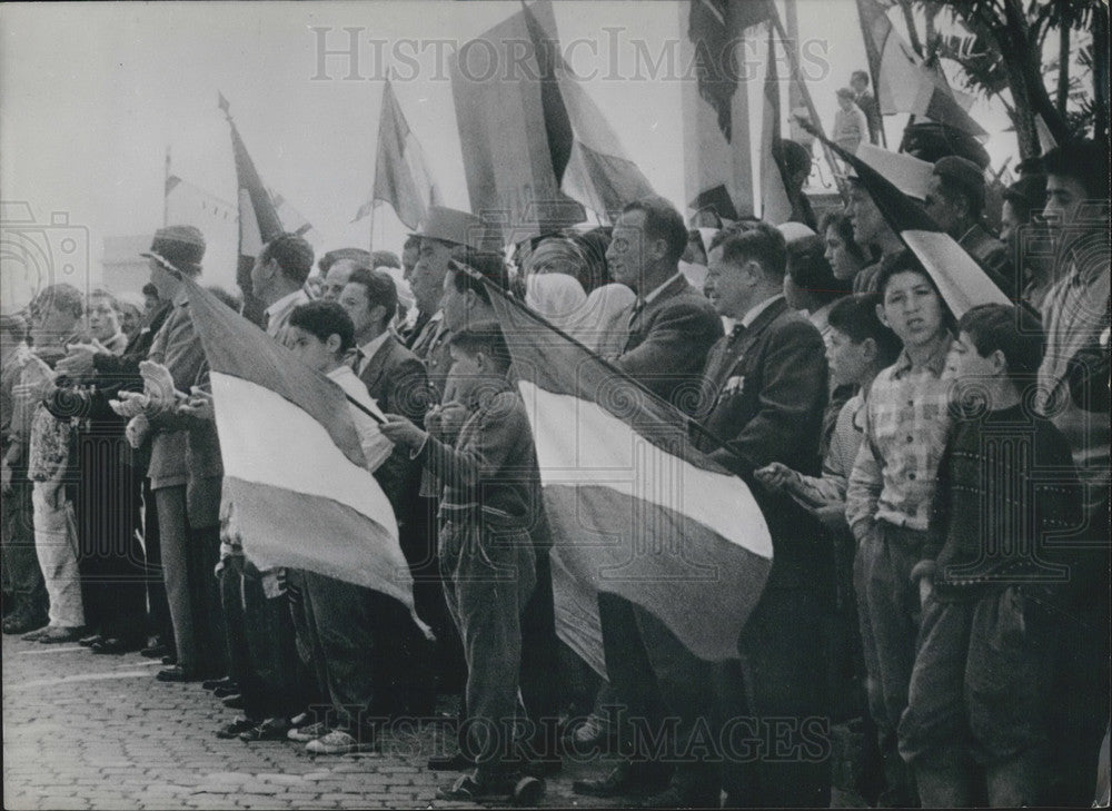 1959 Press Photo Crowd Watching a Military Parade in Algeria-Historic Images