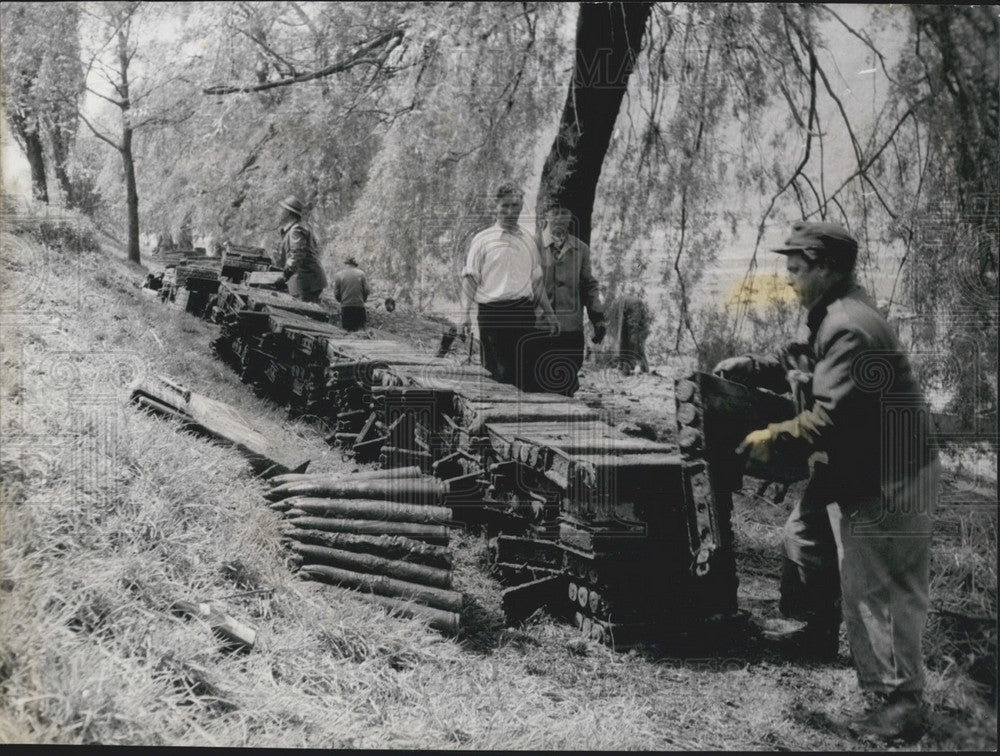 1955, Workers Clear Munitions from Hengstey Sea. Germany. - Historic Images