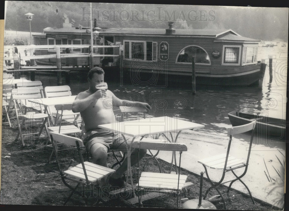 1963, Restaurant Boat. Dieter Kuehn. - Historic Images