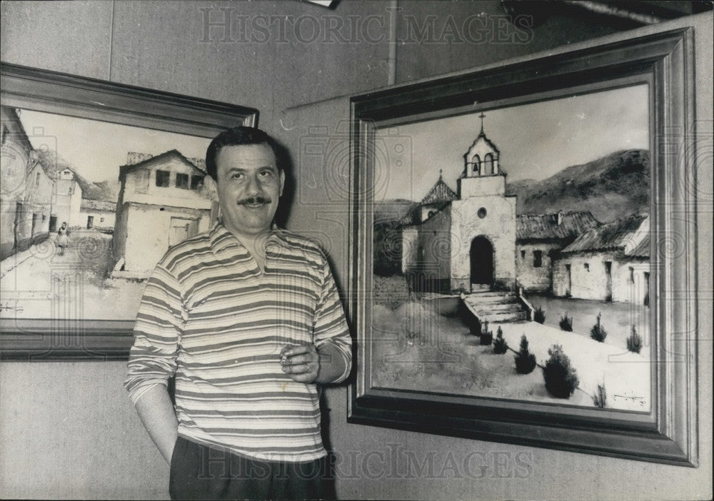 1961 Press Photo Chiffonier-Painter Viko with his Works-Historic Images