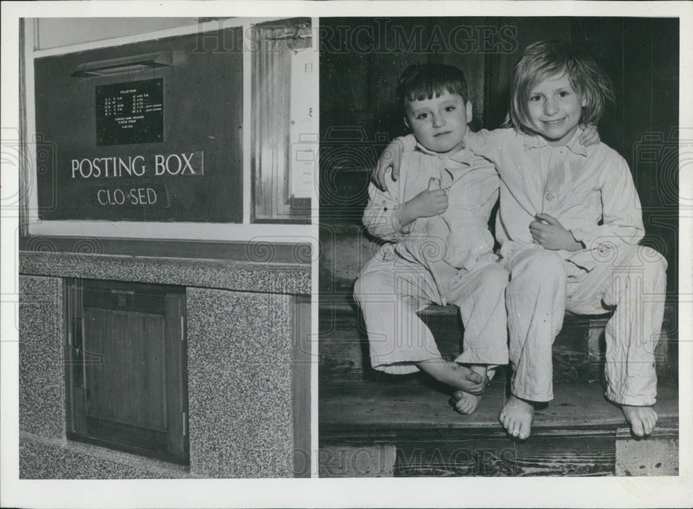 1951, London Boy Climbs Into Mailing Box. - Historic Images