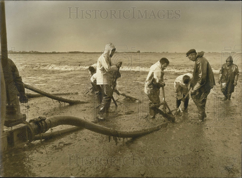 1978 Press Photo Cleaning Teams Work to Remove Oil From Brittany Beaches - Historic Images