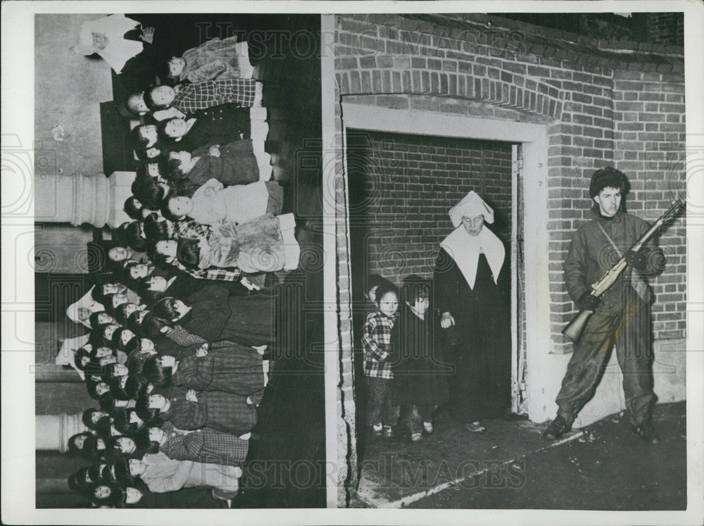 1951, Korean Orphans at Church Guarded by American Soldier. - Historic Images