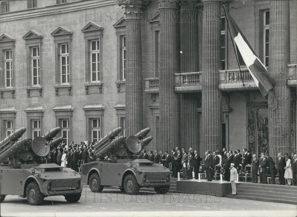 1977 Press Photo Armed Missile Trucks in Parade at the Military Academy - Historic Images