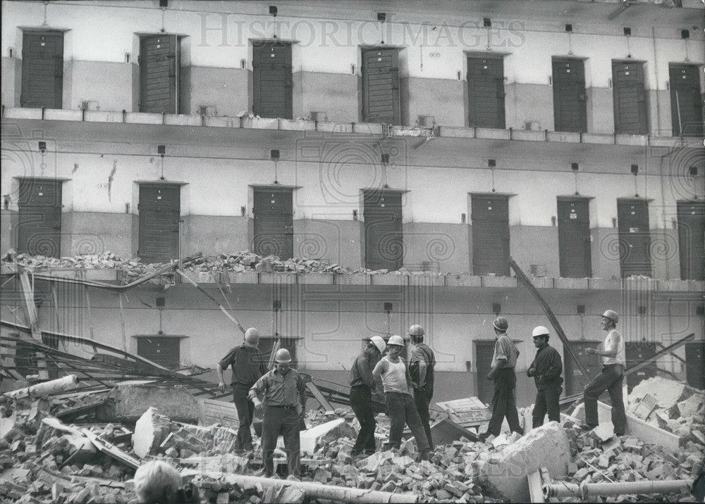 1969, Workers Tear Down Klingelpaetz Prison to Build Park in Kuln. - Historic Images