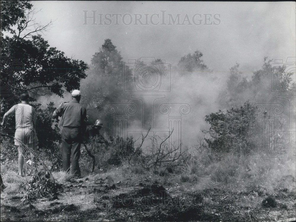 1970 Press Photo Tourists Help Put Fire Out in France-Historic Images