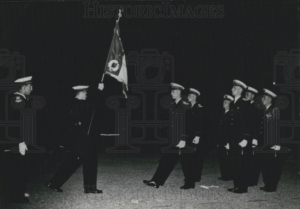 1958, Military Academy Students Change the Old Flag with the New Flag - Historic Images