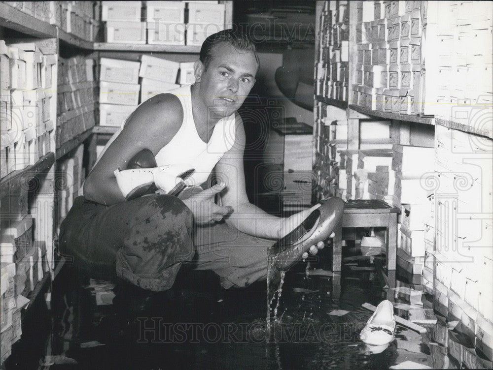 1956, Shoe Store Flooded in Germany. - Historic Images