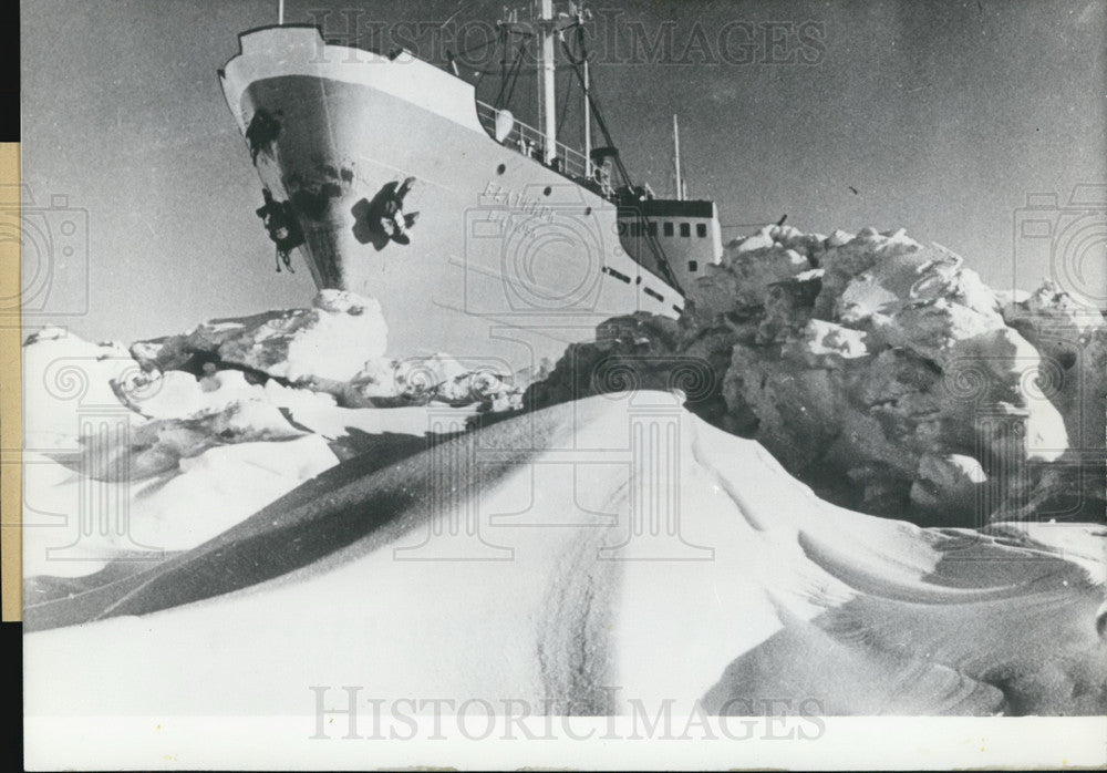 1966, Soviet Ship "Baltijsk" Frozen in Okhotsk Sea. - Historic Images
