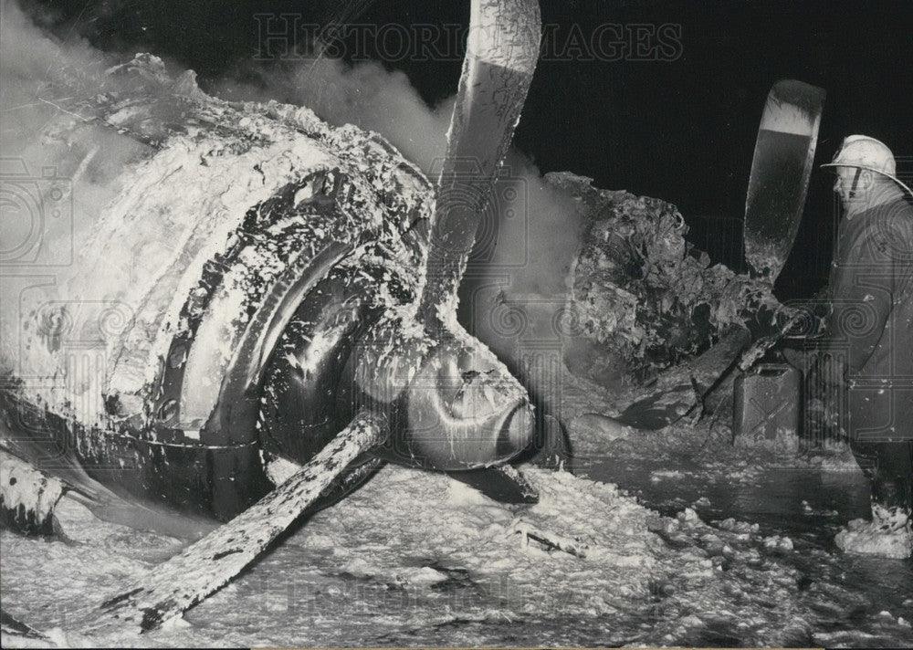 1957, Firefighter Putting Out Plane Crash Flames at Orly Airport - Historic Images