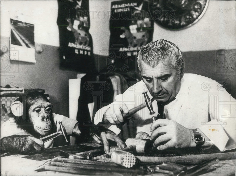 1976, Artists at Work- Chimpanzee Metal Worker - Historic Images