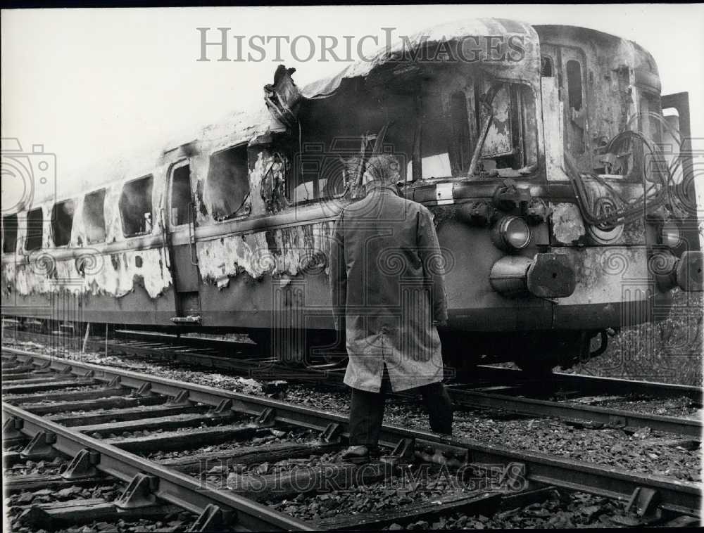 1962, Charred Train Car after Kerosine Fire - Historic Images