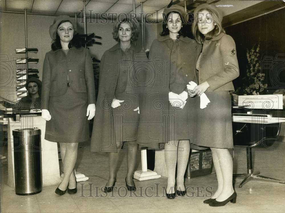 1971, French Tourism Office Attendants Model Uniforms by Dior - Historic Images