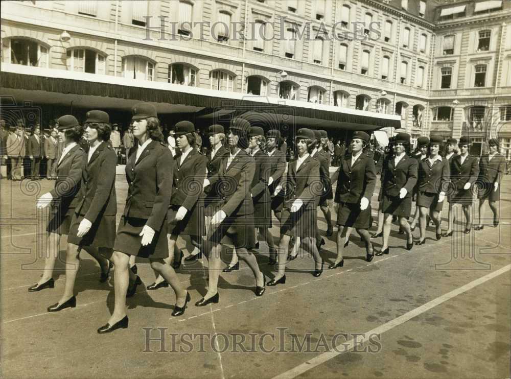 1973, The Ladies in Blue March to Celebrate Liberation Anniversary - Historic Images