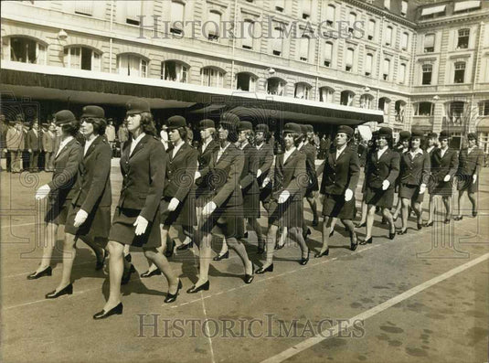 1973, The Ladies in Blue March to Celebrate Liberation Anniversary - Historic Images