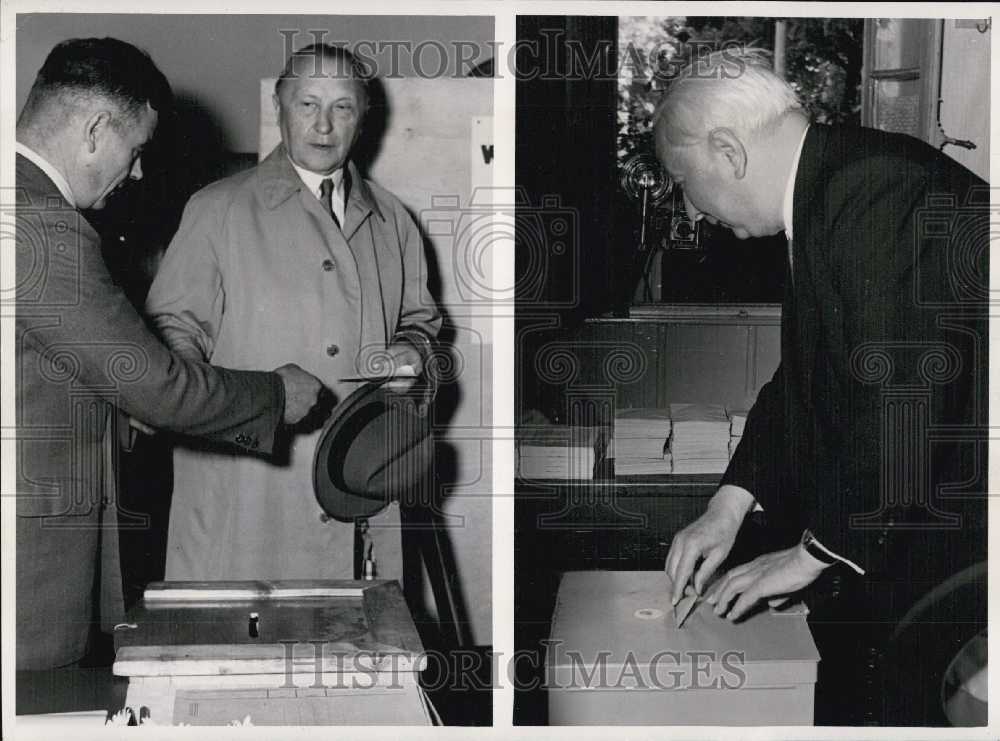 Press Photo German Politicians Voting. Professor Heuss and Dr. Adenauer. - Historic Images