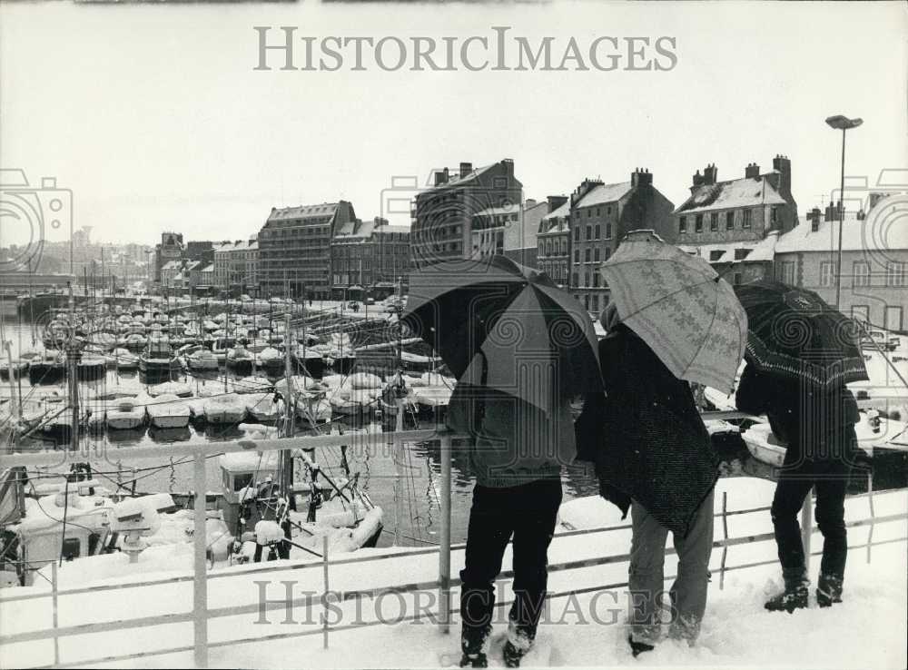 1985, Visitors Survey Boats at Cherbourg Port - Historic Images