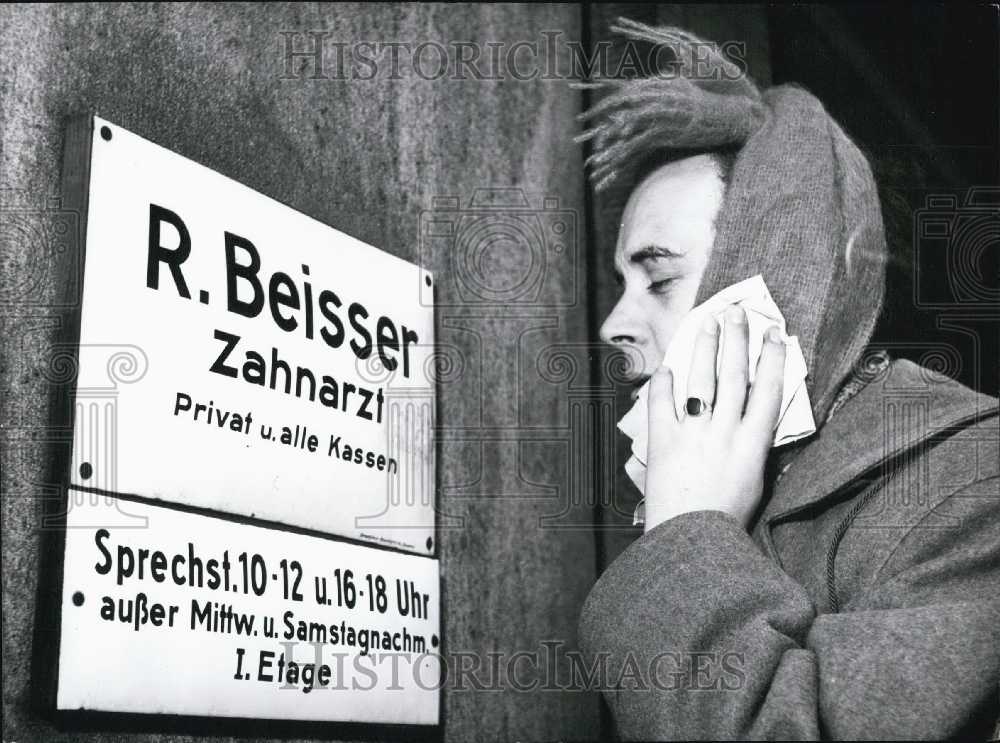 1960, Dental Patient Waiting for Dentist. Funny Name. Duesseldorf. - Historic Images