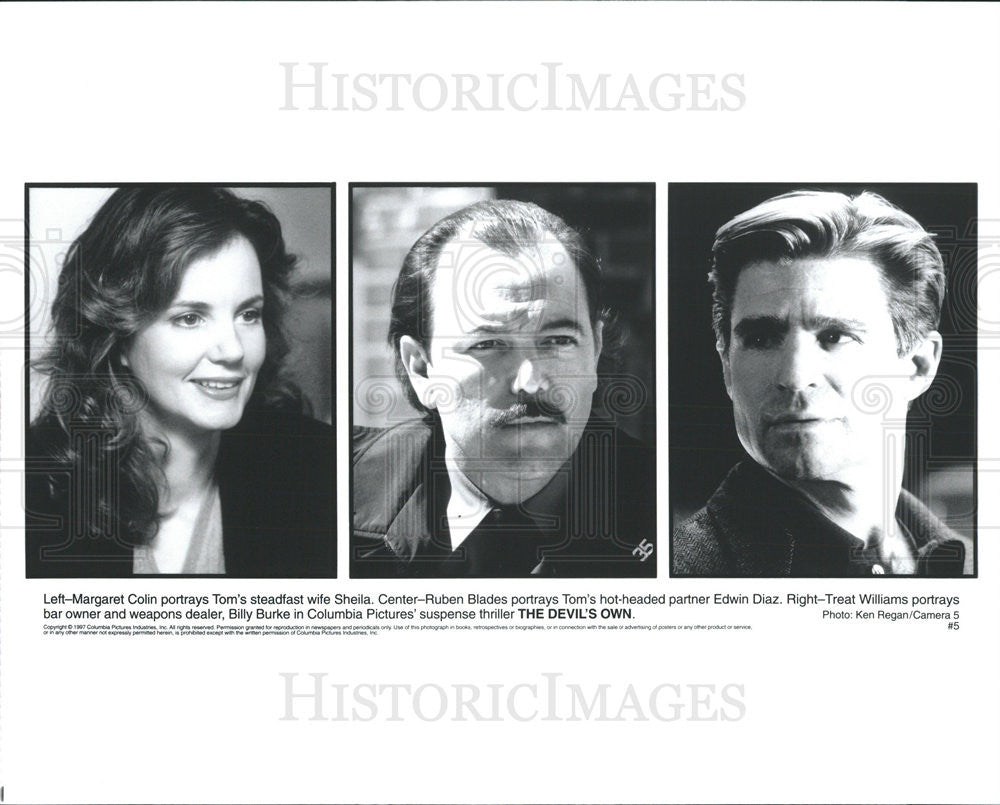 1997 Press Photo The Devil&#39;s Own Film Margaret Colin Ruben Blades Treat Williams - Historic Images