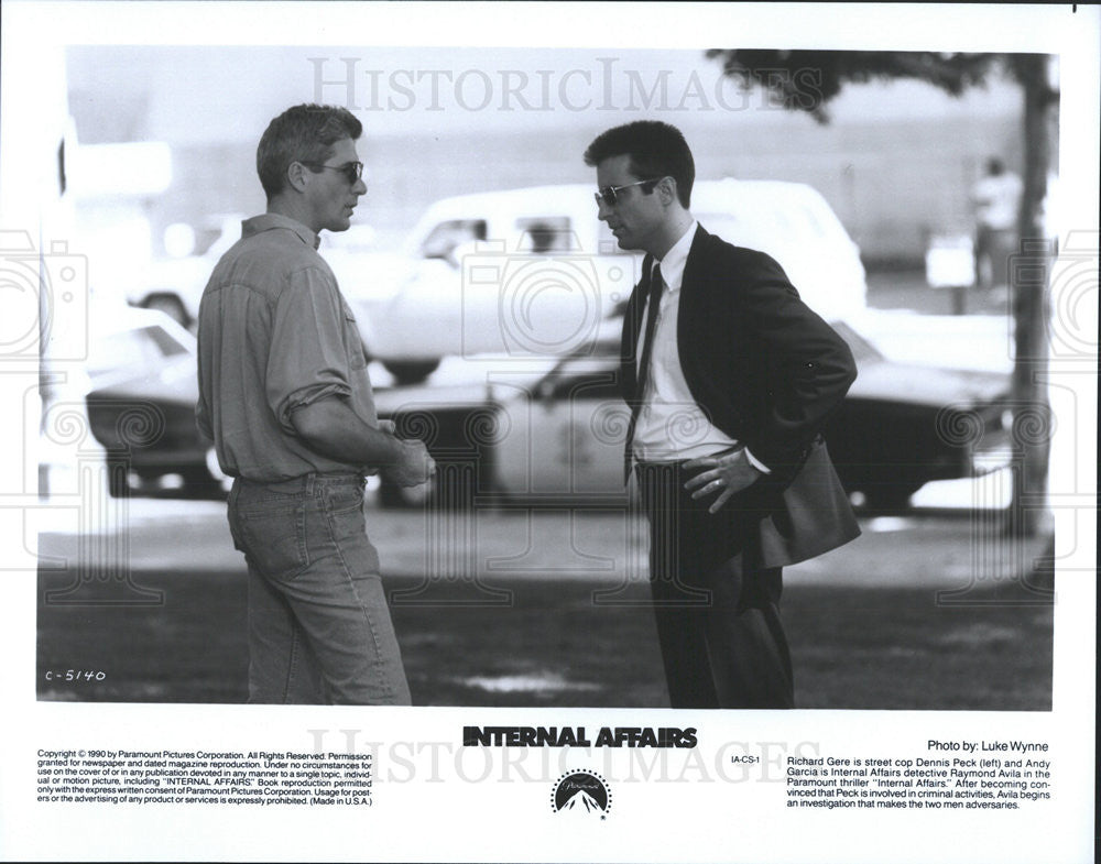 1990 Press Photo Internal Affairs Film Actors Andy Garcia Richard Gere Scene - Historic Images