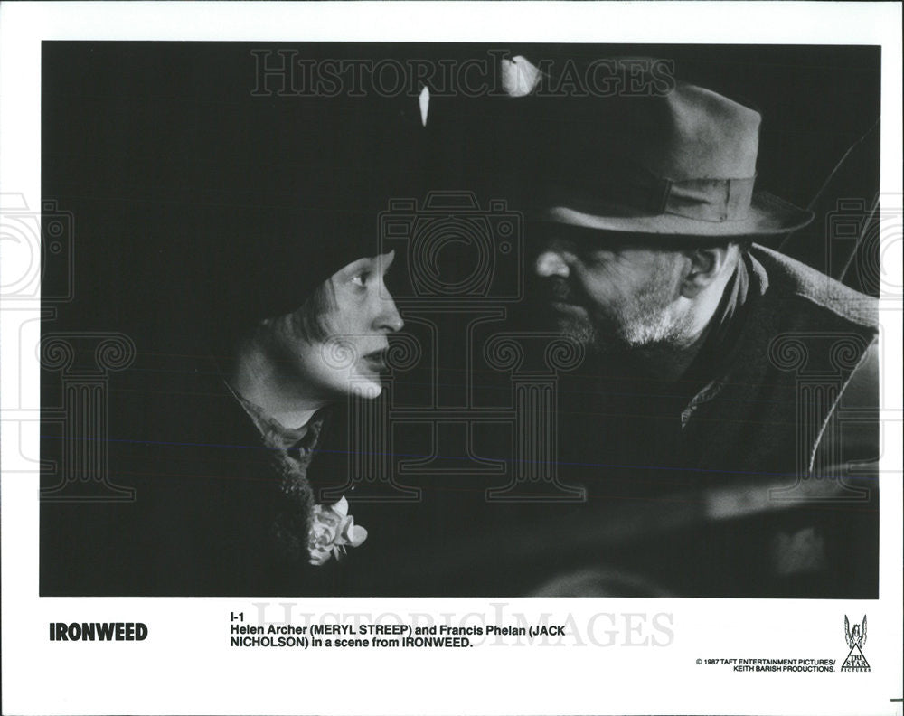 1987 Press Photo Meryl Streep &amp; Jack Nicholson Star In Ironweed - Historic Images