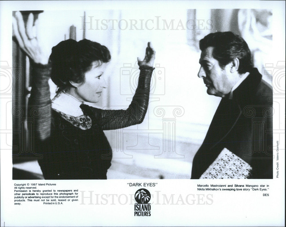 1987 Press Photo Marcello Mastoianni, Silvana Mangano In &quot;Dark Eyes&quot; - Historic Images