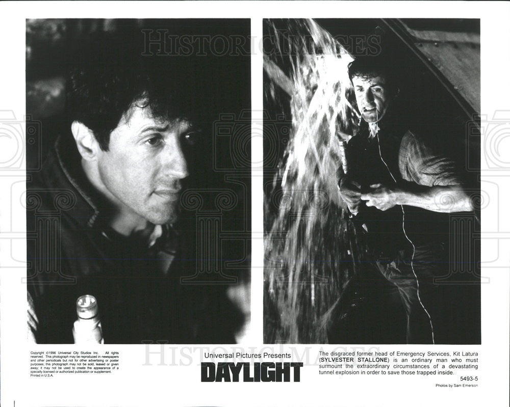 1996 Press Photo Sylvester Stallone Star in &quot;Daylight&quot; - Historic Images