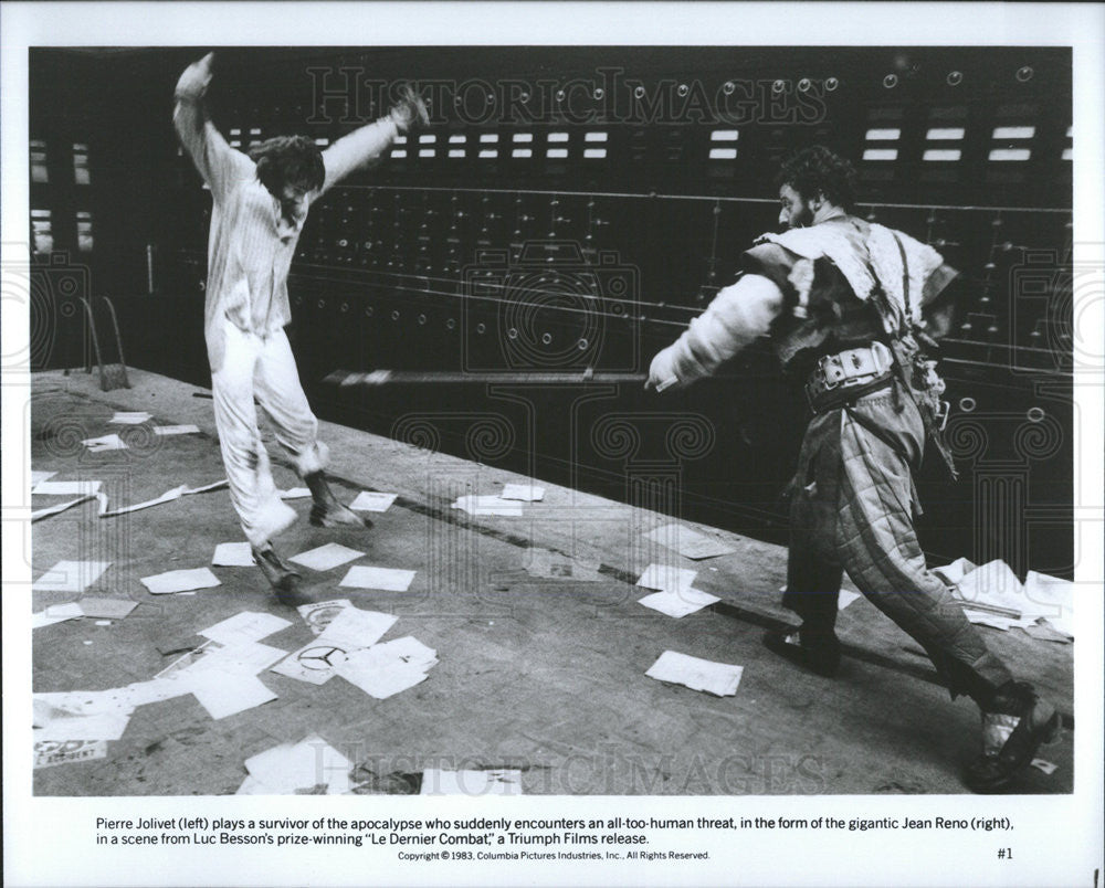 1983 Press Photo Pierre Jolivet, Jean Reno In &quot;Le Dernier Combat&quot; - Historic Images