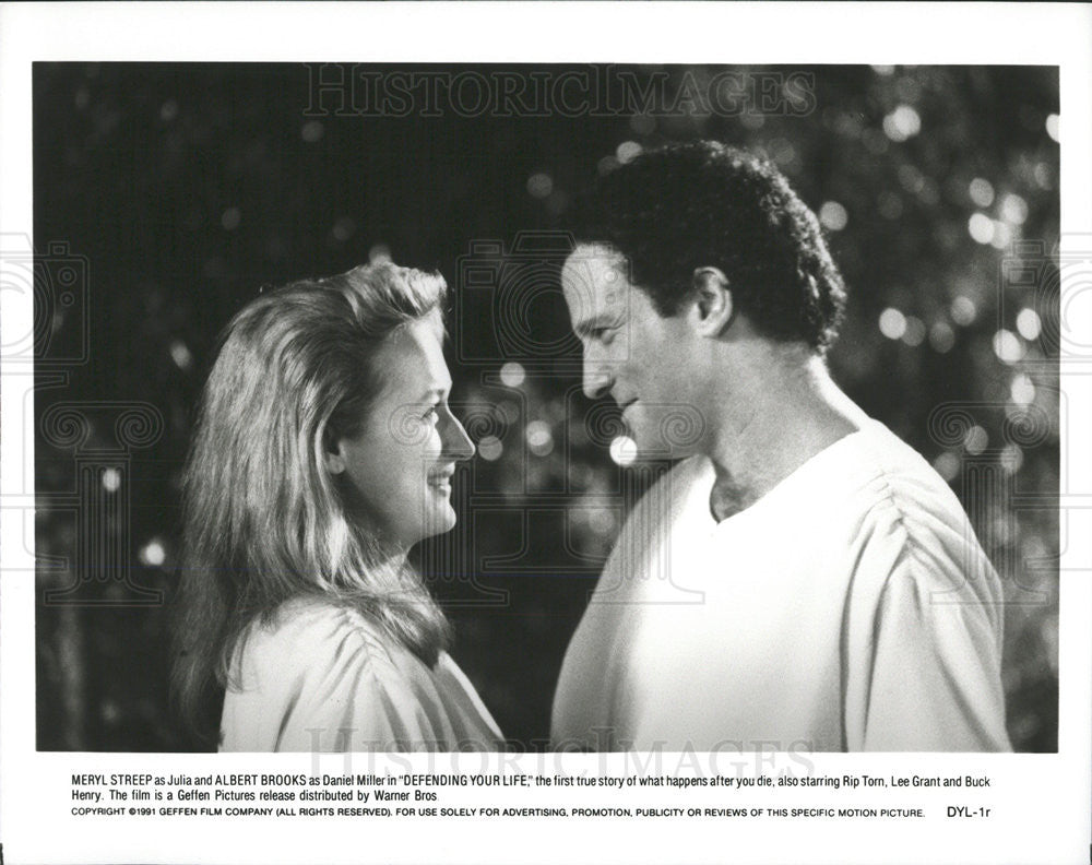 1991 Press Photo Meryl Streep, Albert Brooks In &quot;Defending Your Life&quot; - Historic Images