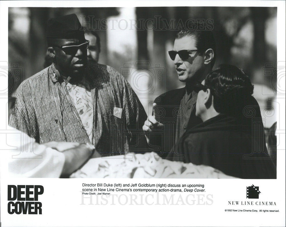 1992 Press Photo Deep Cover Film Jeff Goldblum With Director Bill Duke On Set - Historic Images