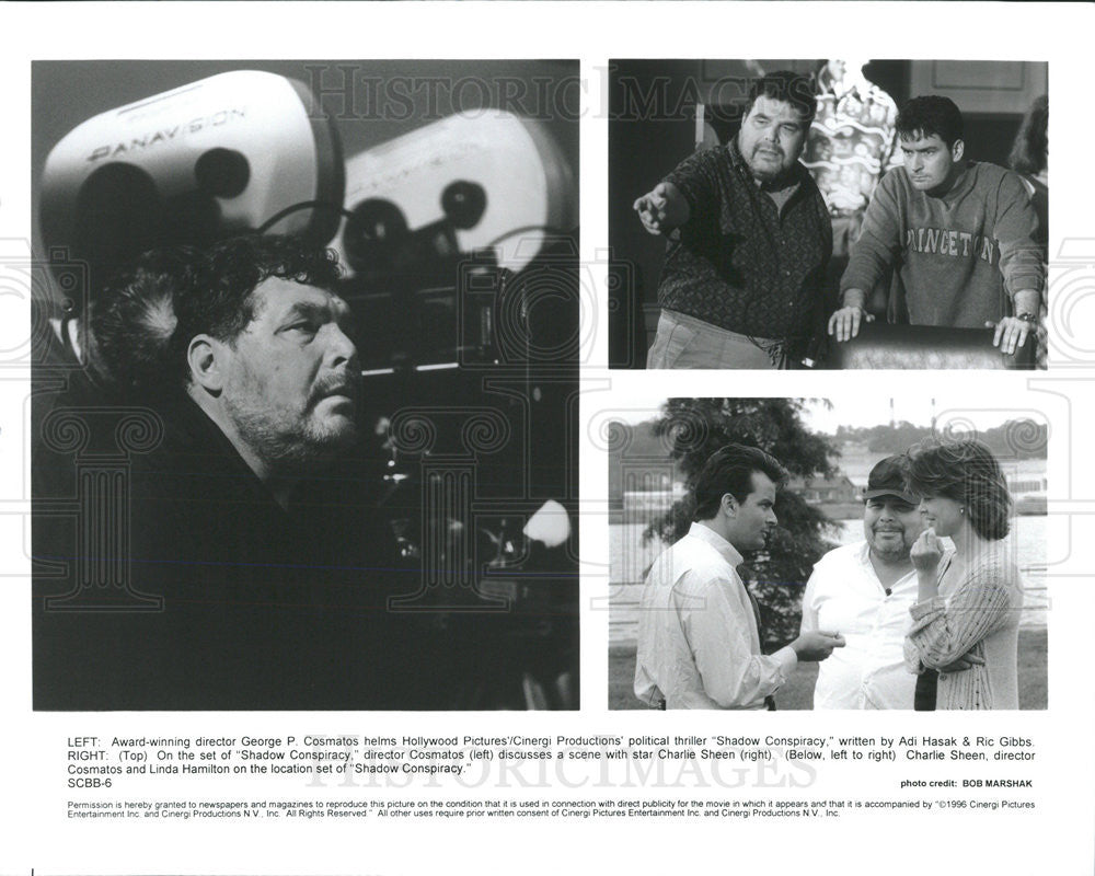 1996 Press Photo Shadow Conspiracy George Cosmatos Direct Charlie Sheen Hamilton - Historic Images