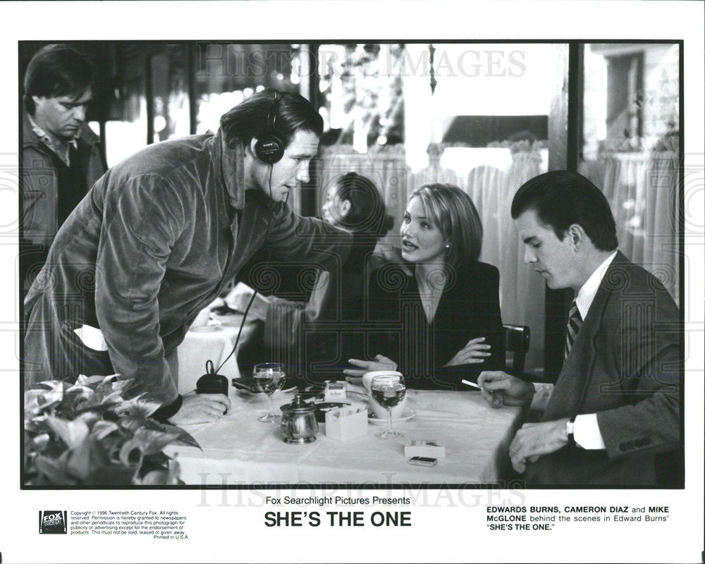 1996 Press Photo Edwards Burns, Cameron Diaz and Mike McGlore &quot;She&#39;s The One&quot; - Historic Images