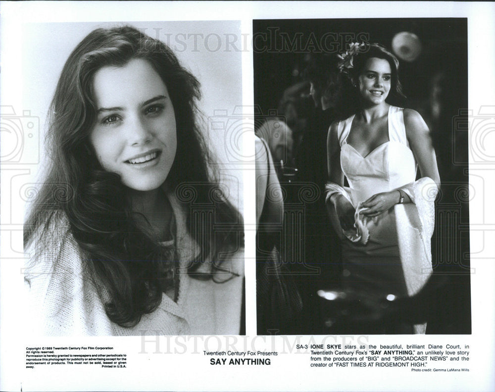 1989 Press Photo Ione Skye Actress Star Say Anything Love Story Film Movie - Historic Images