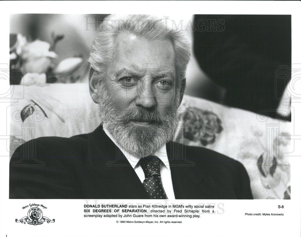 1993 Press Photo Donald Sutherland stars as Flan in &quot;Six Degrees Of Separation&quot; - Historic Images