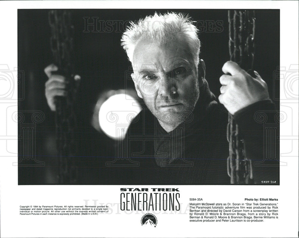 1994 Press Photo Malcolm McDowell Scene Star Trek Generations Movie - Historic Images