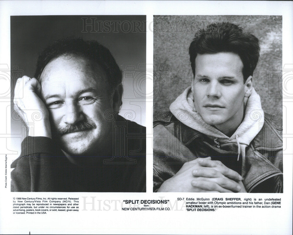 1988 Press Photo Craig Sheffer Actor Gene Hackman Split Decisions Action Drama - Historic Images