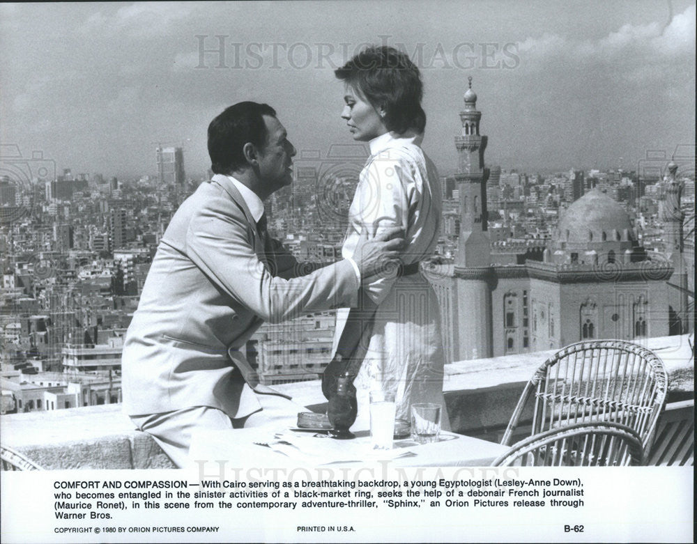 1980 Press Photo Lesley-Anne Down Actress Maurice Ronet Actor Sphinx Film Movie - Historic Images