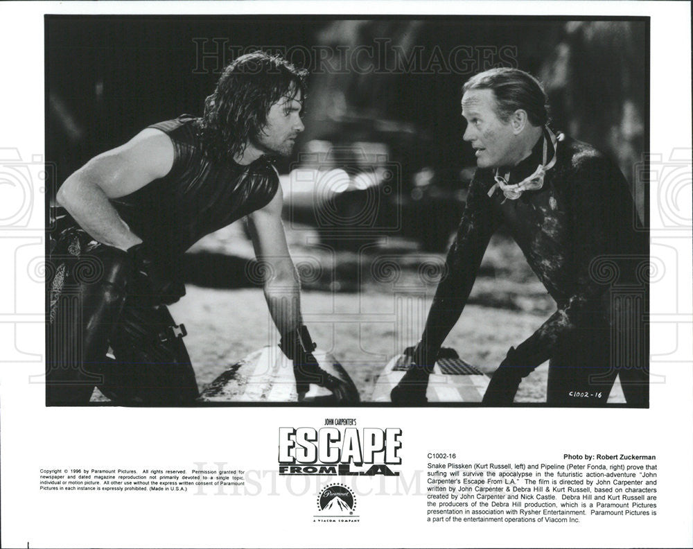 1996 Press Photo Kurt Russell &amp; Peter Fonda &quot;Escape From LA&quot; - Historic Images