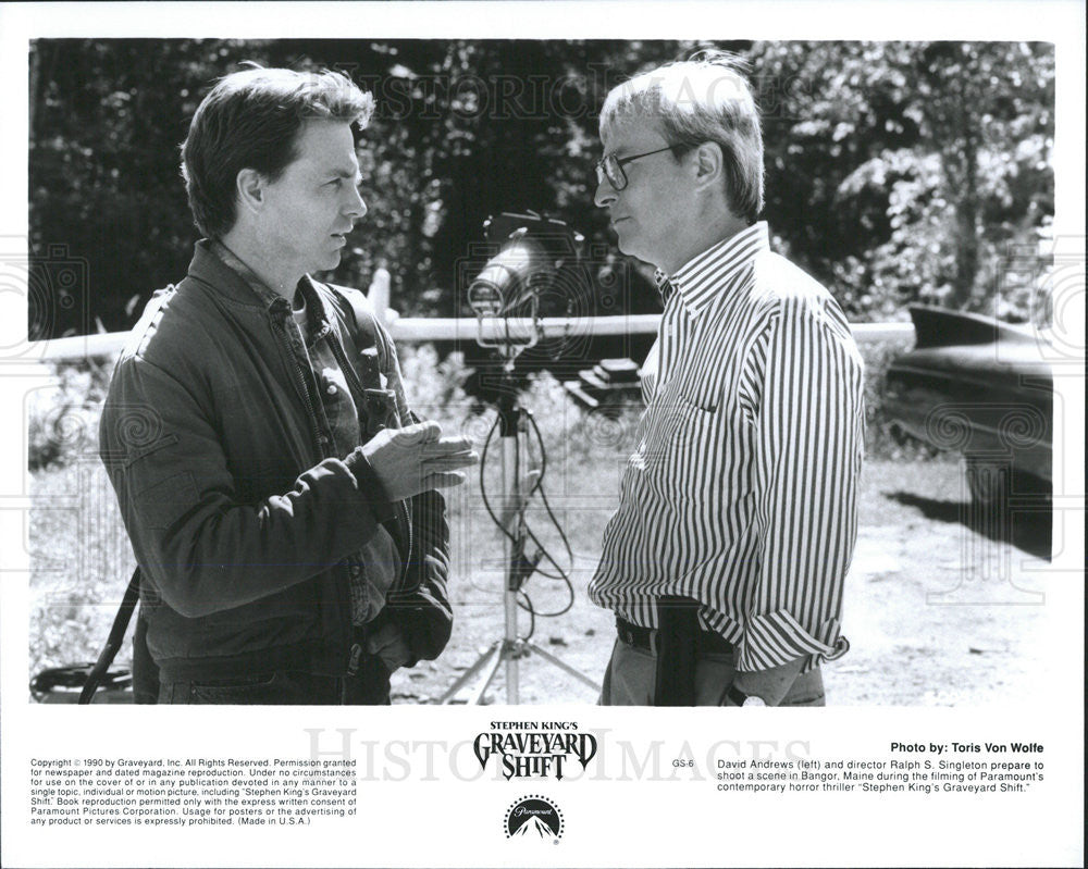 1990 Press Photo David Andrews, Director Ralph S. Singleton &quot;Graveyard Shift&quot; - Historic Images