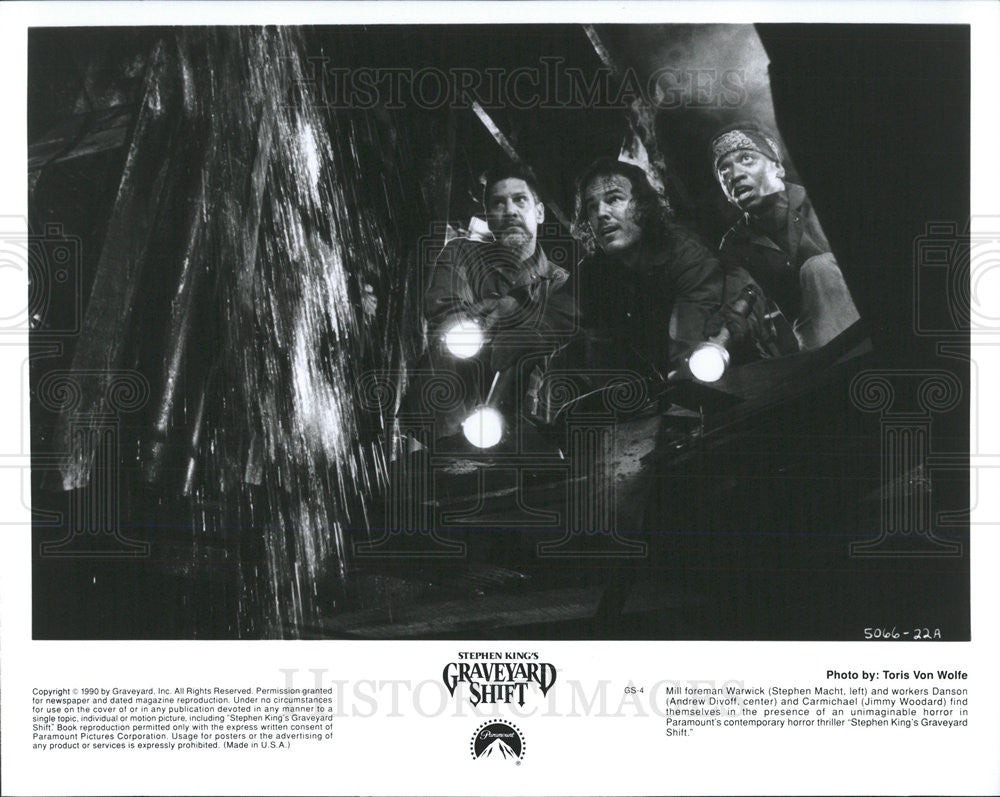 1990 Press Photo Stephen Macht, Andrew Divoff, Jimmy Woodard &quot;Graveyard Shift&quot; - Historic Images