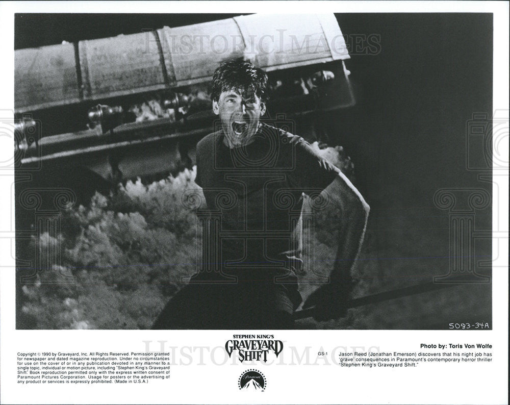 1990 Press Photo Jonathan Emerson Actor Stephen King Graveyard Shift Horror Film - Historic Images