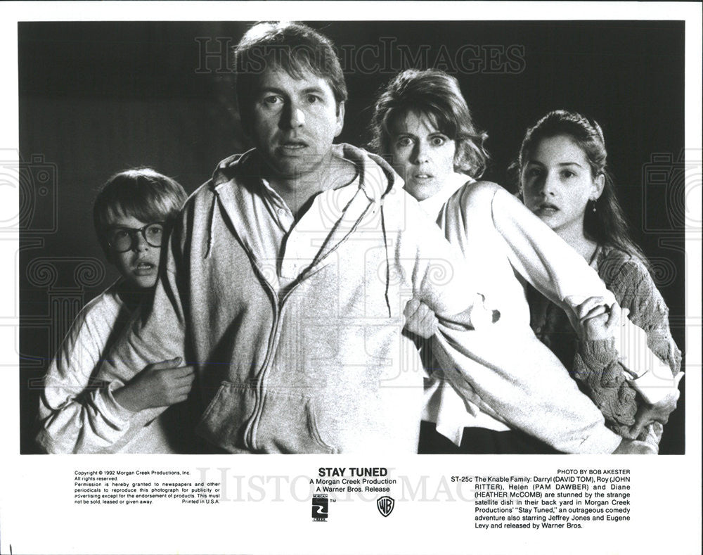 1992 Press Photo David Tom John Ritter Pam Dawber Heather McComb In Stay Tuned - Historic Images