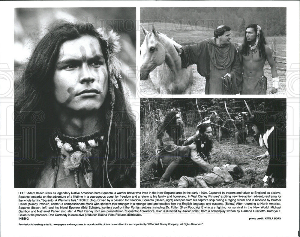 1994 Press Photo Adam Beach Mandy Patinkin Eric Schweig Bray Poor Squanto - Historic Images