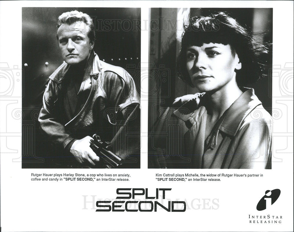 1992 Press Photo Rutger Hauer &amp; Kim Cattrall Star In Split Second - Historic Images