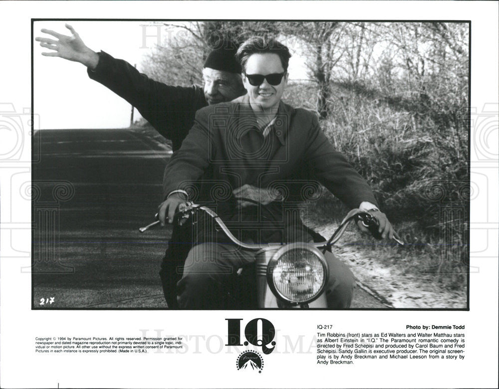 1994 Press Photo Tim Robbins and Walter Matthau in &quot;I.Q.&quot; - Historic Images