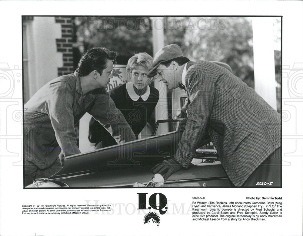 1994 Press Photo Tim Robbins, Meg Ryan and Stephen Fry in &quot;I.Q.&quot; - Historic Images